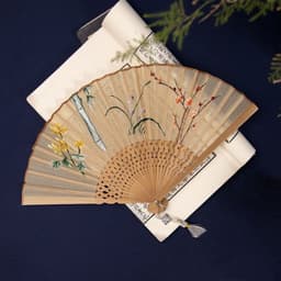 image-Embroidered Hanfu Embroidered Tuan Fan Portable Folding Summer Silk Su Embroidered Fan