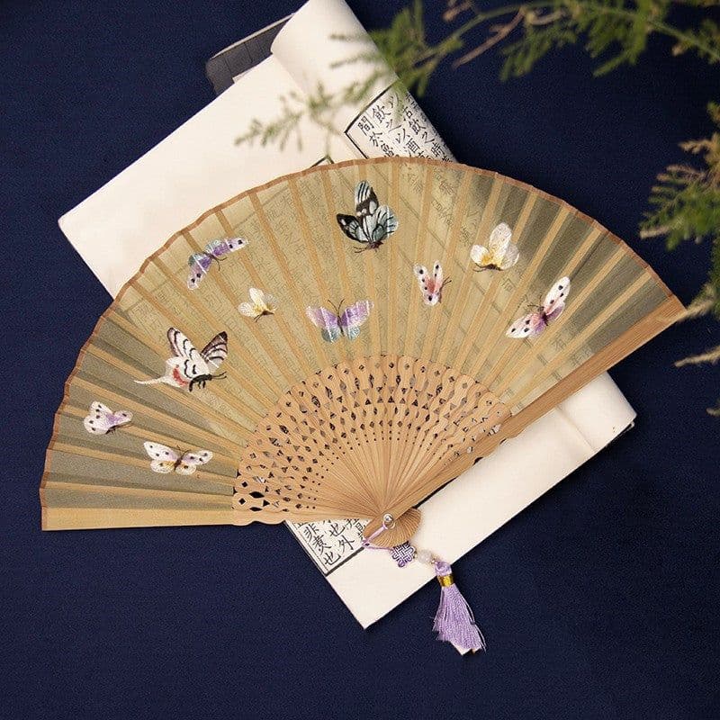 image-Embroidered Hanfu Embroidered Tuan Fan Portable Folding Summer Silk Su Embroidered Fan