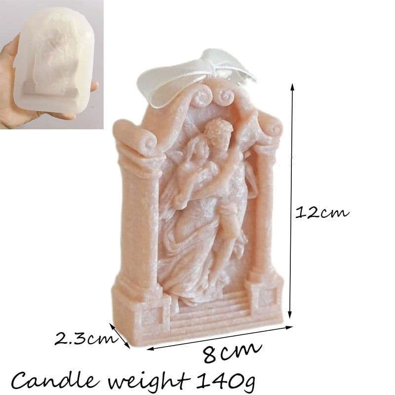 image-Ancient Greek Couple Angel Aromatherapy Gypsum Candle Chocolate Baking Cake Decorating Silicone Mold