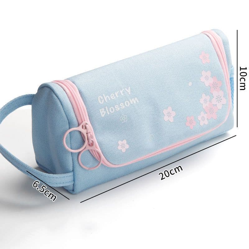 image-Canvas Pencil Case Large Capacity Simple Girl Japanese Cute Girl Heart Stationery Box Korean Pencil Case Multi-function