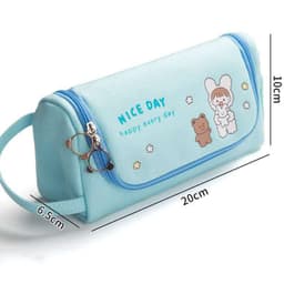 image-Canvas Pencil Case Large Capacity Simple Girl Japanese Cute Girl Heart Stationery Box Korean Pencil Case Multi-function