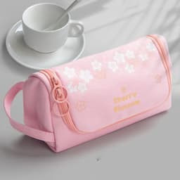 image-Canvas Pencil Case Large Capacity Simple Girl Japanese Cute Girl Heart Stationery Box Korean Pencil Case Multi-function
