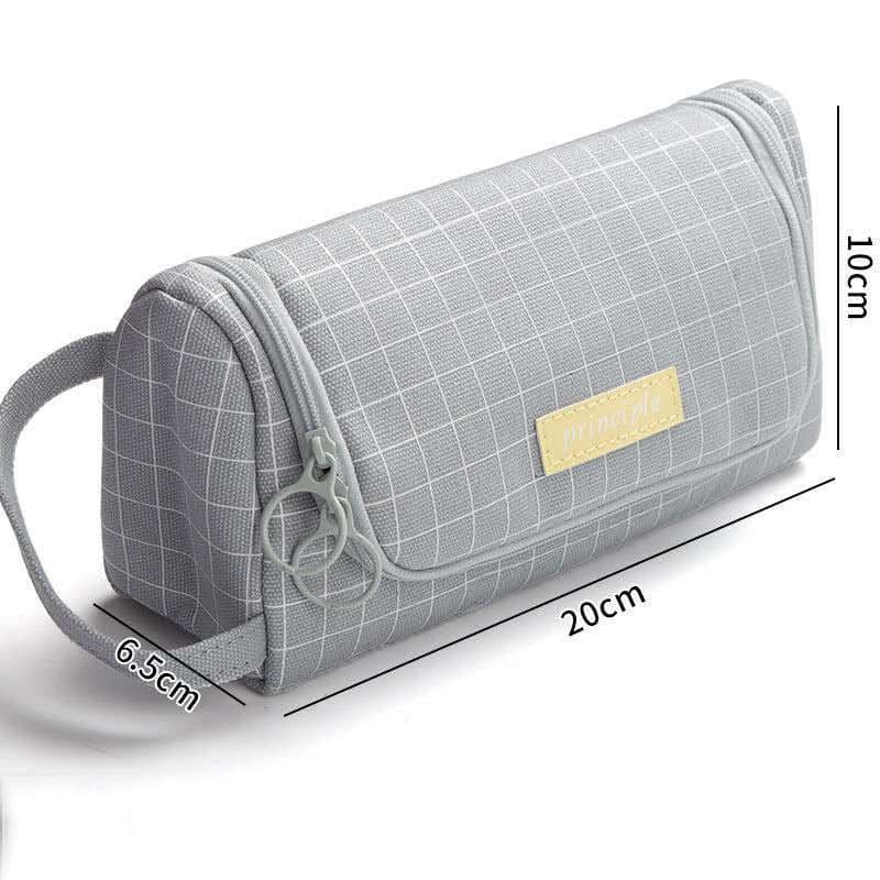 image-Canvas Pencil Case Large Capacity Simple Girl Japanese Cute Girl Heart Stationery Box Korean Pencil Case Multi-function