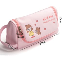 image-Canvas Pencil Case Large Capacity Simple Girl Japanese Cute Girl Heart Stationery Box Korean Pencil Case Multi-function