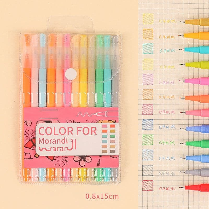 image-Set Of For Students To Take Notes With Korean Retro Colored Pens