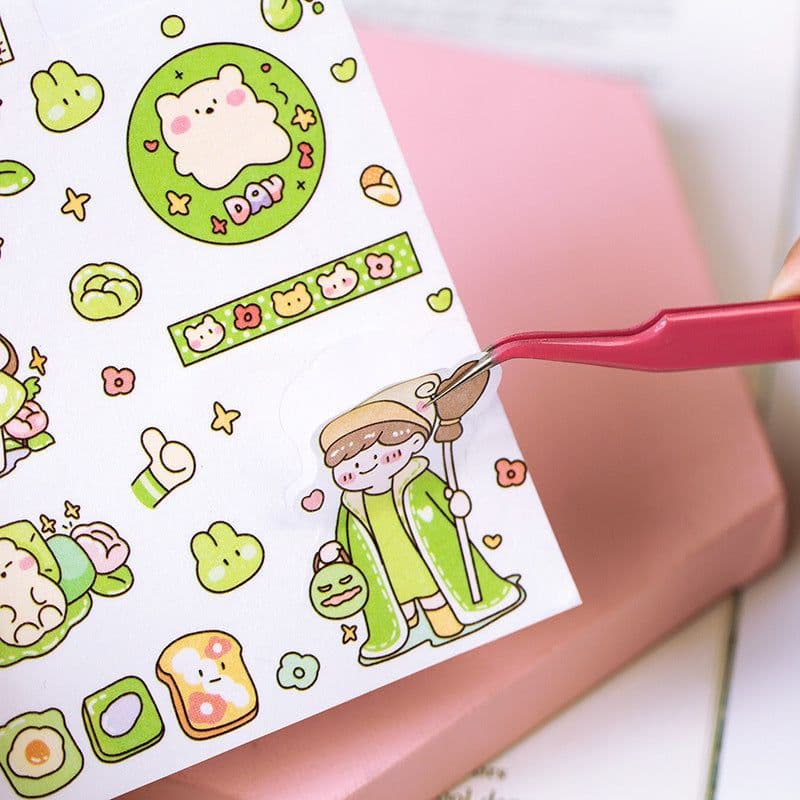 image-Stainless Steel Tweezers Macaron Colored Handbook And Paper Tape