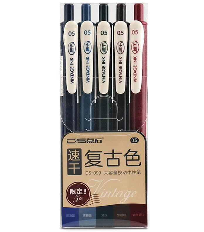 image-Retro Color Gel Pen Set Student Stationery