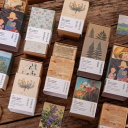 image-100 Pieces Of Retro Small Book Double-sided Notes Mini Card Account