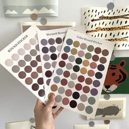 image-Morandi Earth Color Polka Dot Hand Account Seal Sticker
