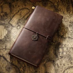 image-Travel Notebook Cowhide Leather Diary Vintage