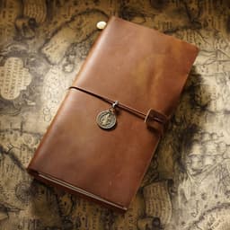image-Travel Notebook Cowhide Leather Diary Vintage