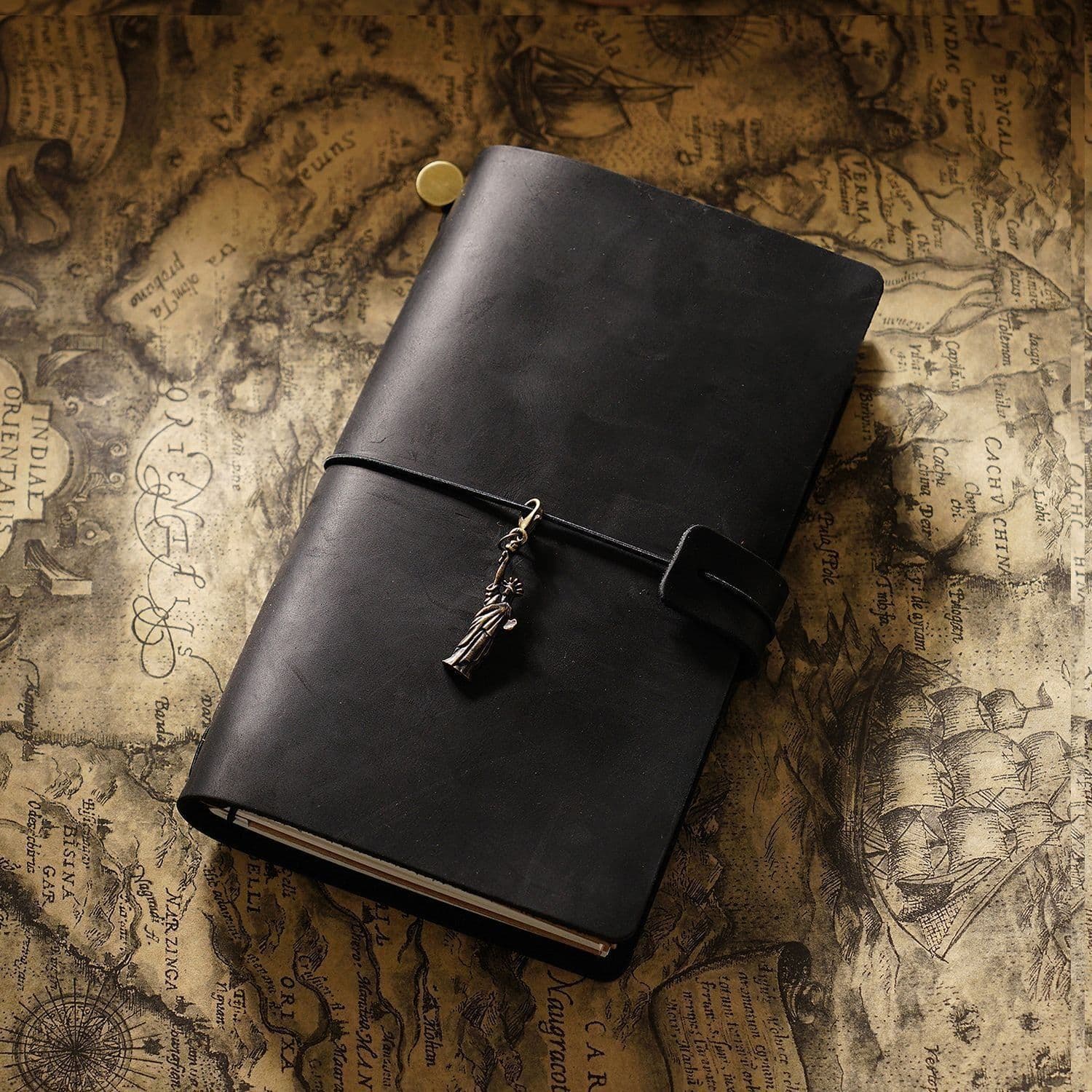 image-Travel Notebook Cowhide Leather Diary Vintage