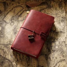 image-Travel Notebook Cowhide Leather Diary Vintage