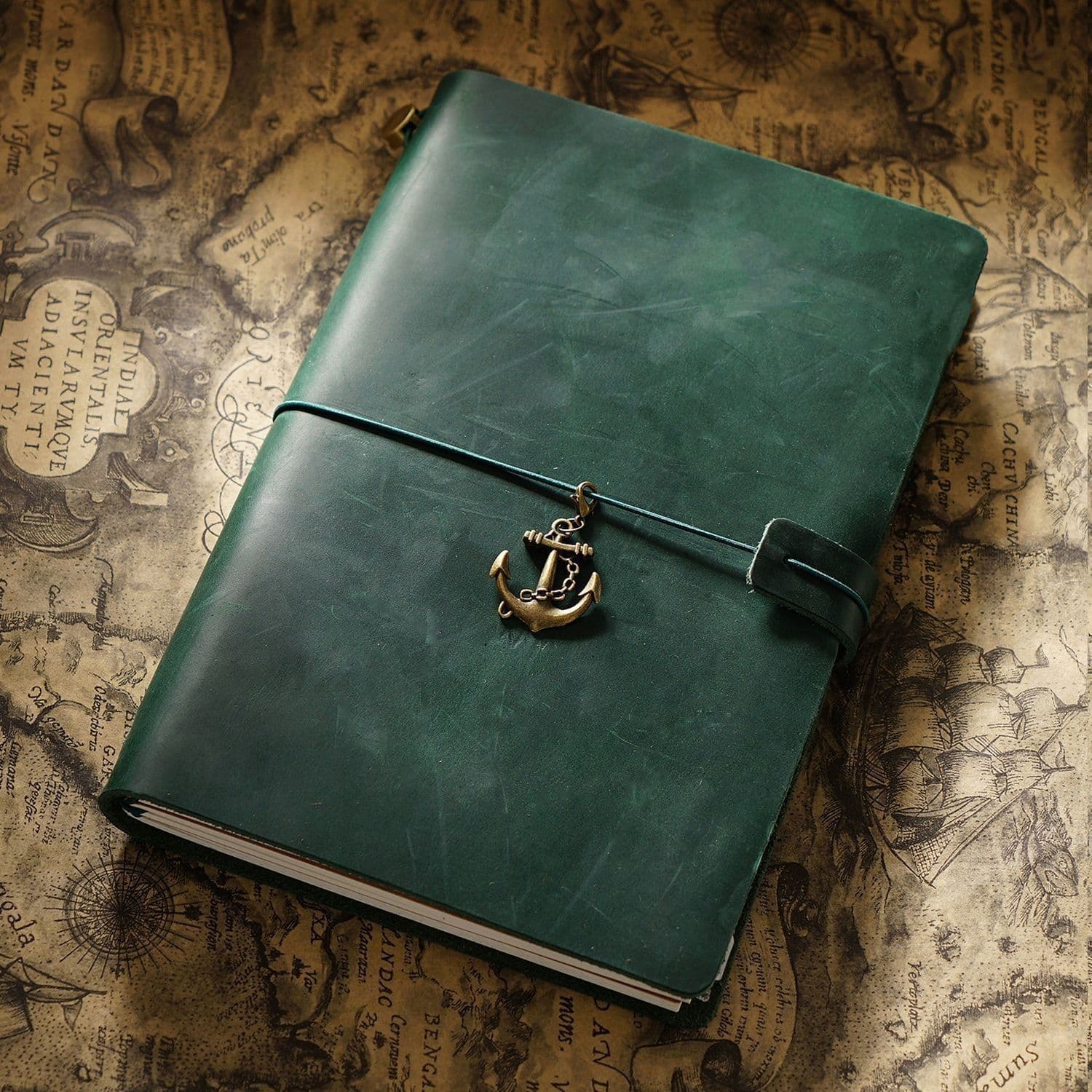 image-Travel Notebook Cowhide Leather Diary Vintage