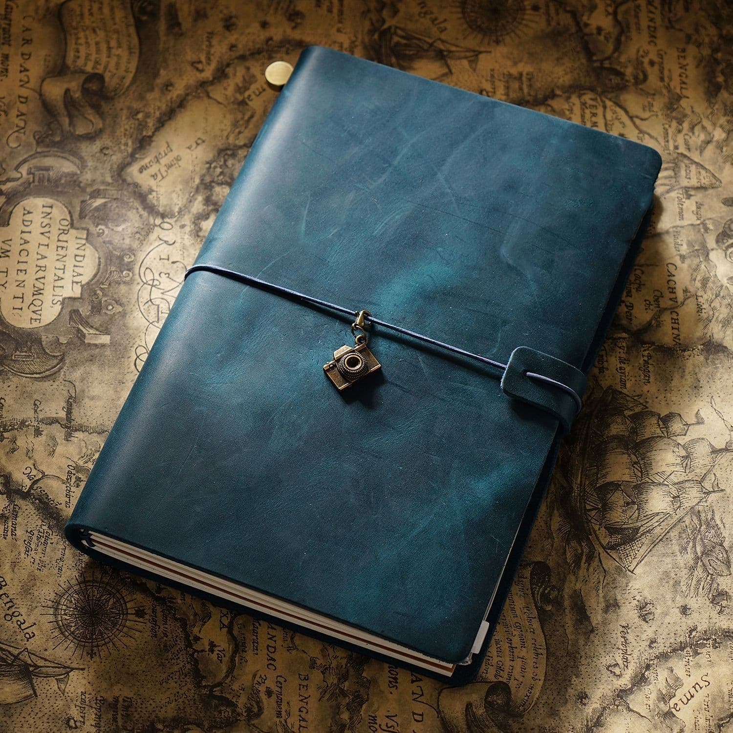 image-Travel Notebook Cowhide Leather Diary Vintage