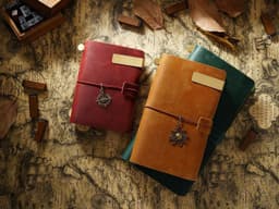 image-Travel Notebook Cowhide Leather Diary Vintage