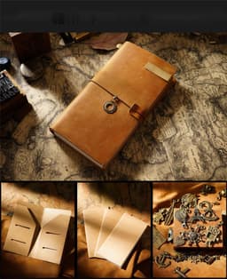 image-Travel Notebook Cowhide Leather Diary Vintage