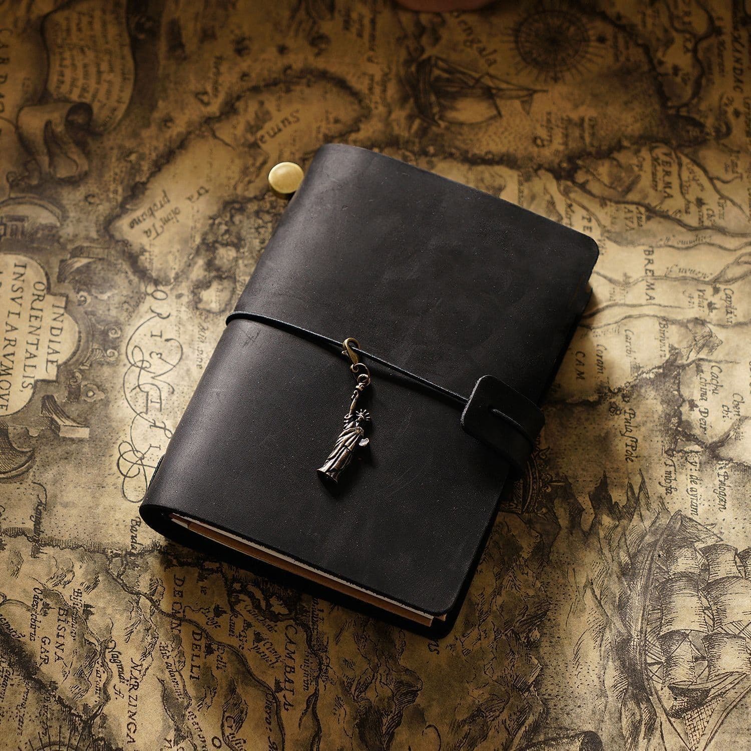 image-Travel Notebook Cowhide Leather Diary Vintage