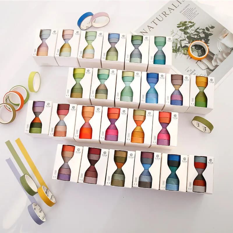 image-Solid Color Manual Ledger Tape Set 24 Solar Term Album Decorative Material Sticker Base And Paper
