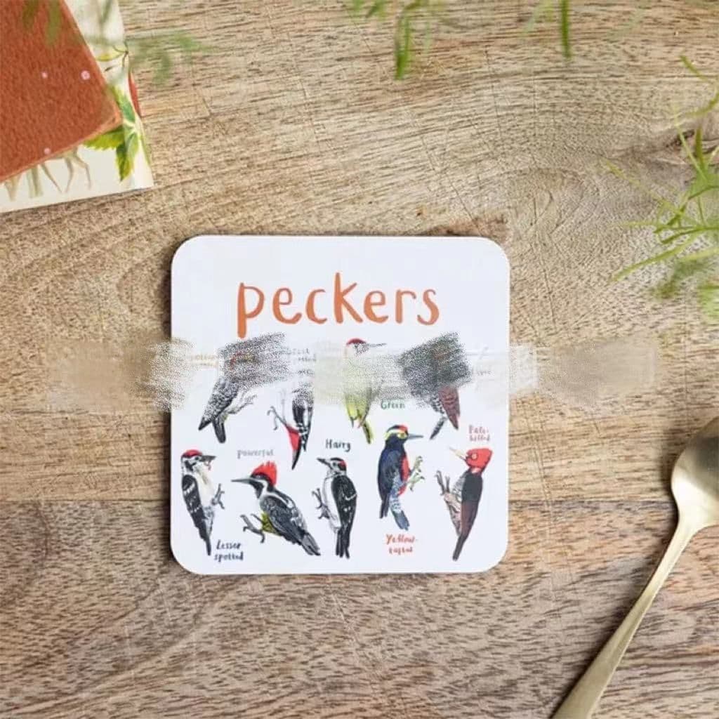 image-Bird Pun Coasters Fun Square Drink Coaster For Children Wooden And PVC Cup Mats Home Kitchen Decor