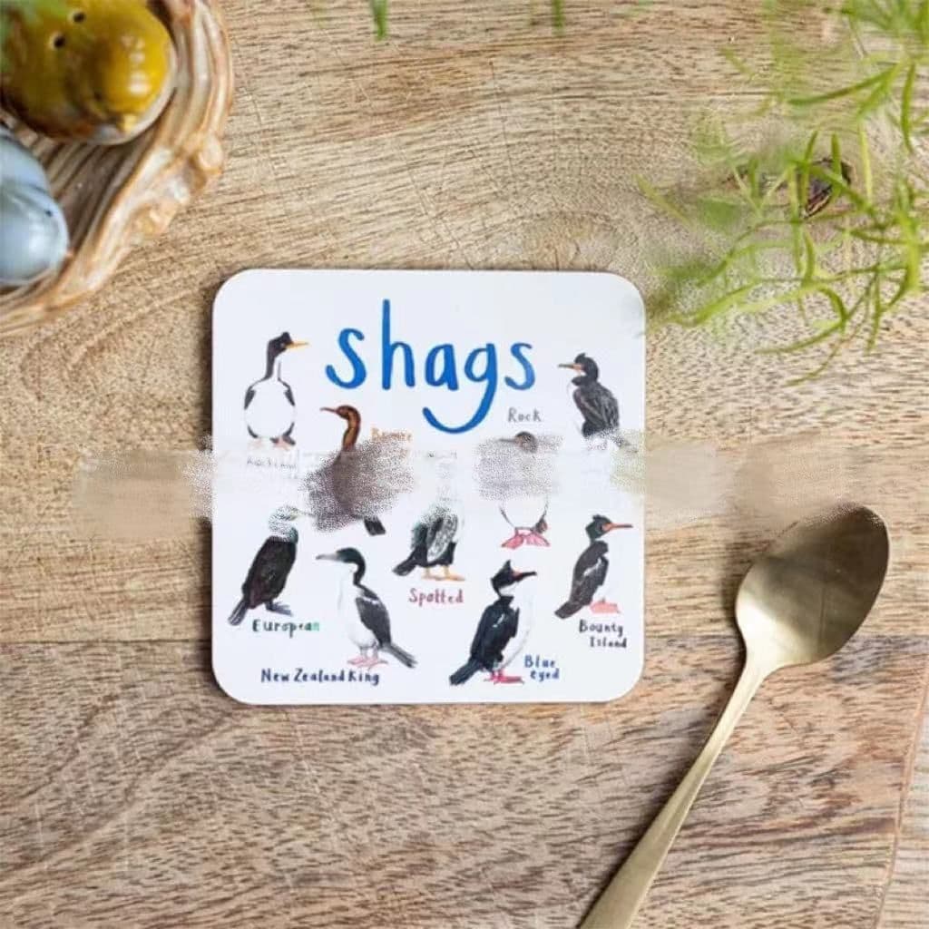 image-Bird Pun Coasters Fun Square Drink Coaster For Children Wooden And PVC Cup Mats Home Kitchen Decor