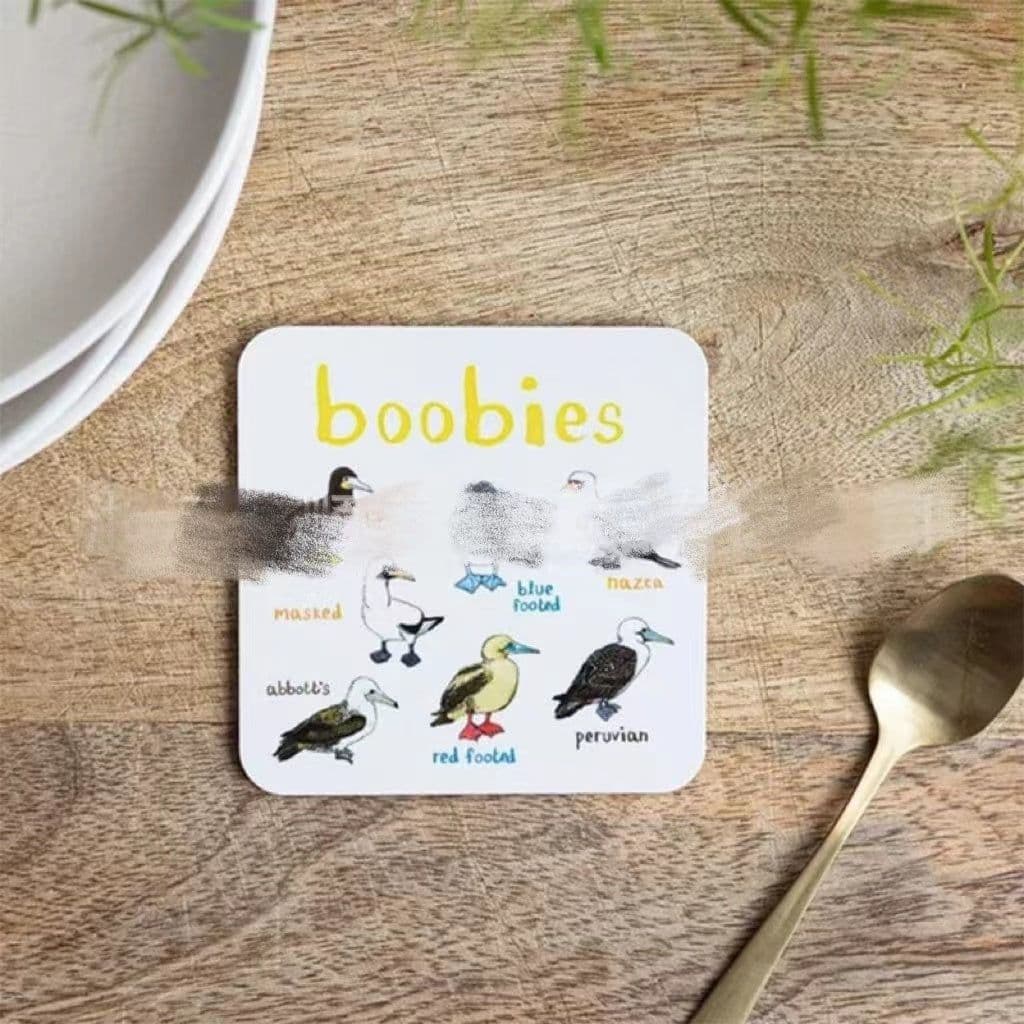 image-Bird Pun Coasters Fun Square Drink Coaster For Children Wooden And PVC Cup Mats Home Kitchen Decor