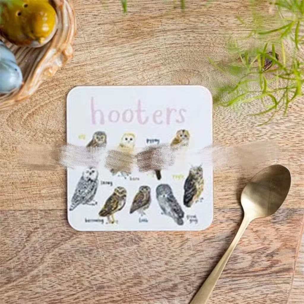 image-Bird Pun Coasters Fun Square Drink Coaster For Children Wooden And PVC Cup Mats Home Kitchen Decor