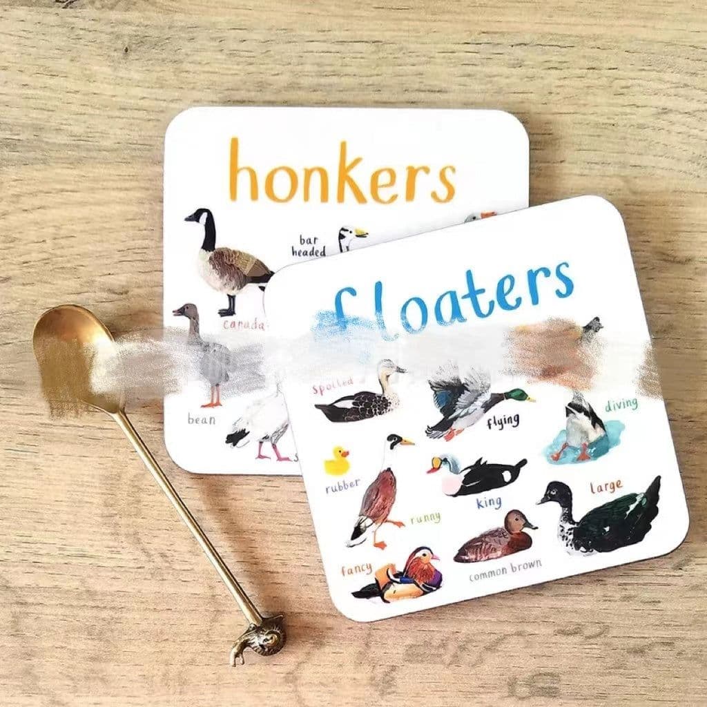 image-Bird Pun Coasters Fun Square Drink Coaster For Children Wooden And PVC Cup Mats Home Kitchen Decor