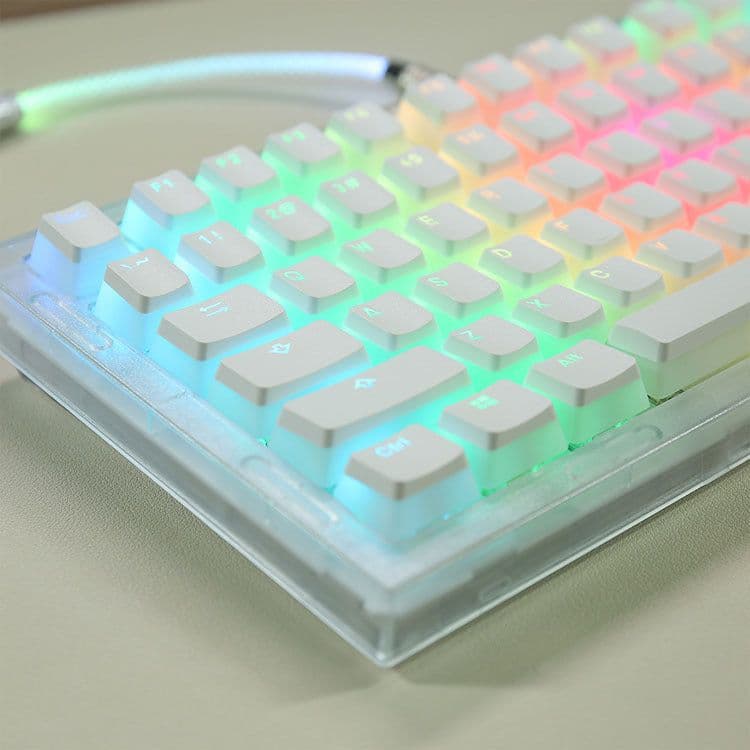 image-Double Skin Milk Pudding Transparent Key Cap Closed PBT Two Color OEM No Water Mouth 61 68 84 87 104 Etc
