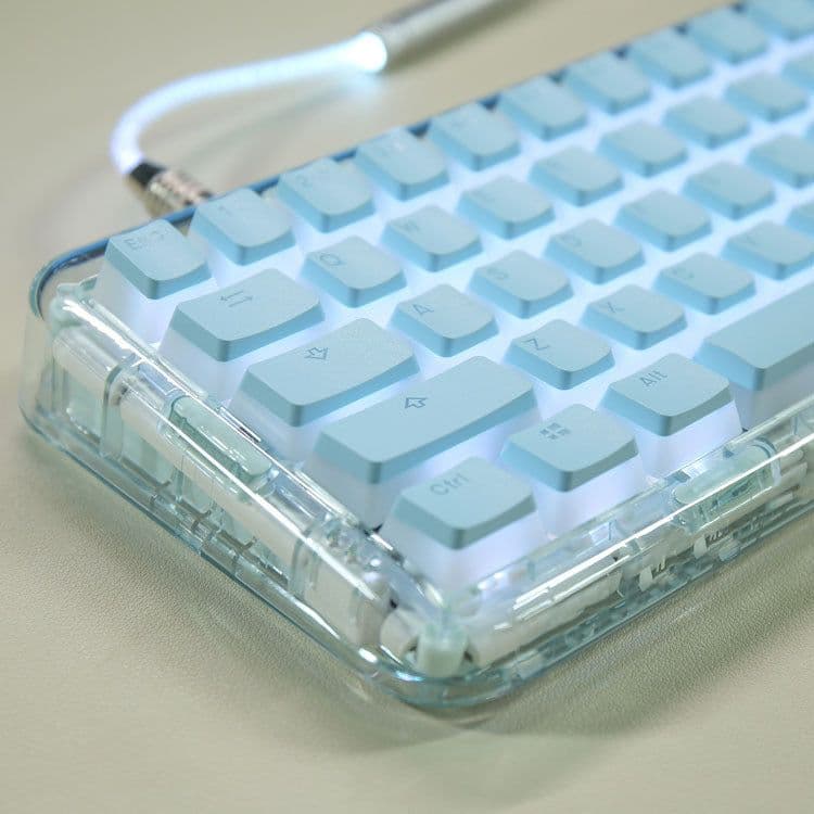 image-Double Skin Milk Pudding Transparent Key Cap Closed PBT Two Color OEM No Water Mouth 61 68 84 87 104 Etc