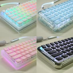 image-Double Skin Milk Pudding Transparent Key Cap Closed PBT Two Color OEM No Water Mouth 61 68 84 87 104 Etc