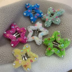image-Hairy Hair Clip Diamond-encrusted Five-pointed Star Edge Clip Bangs Clip Headwear