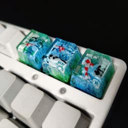 image-Scenery Koi Backspace Resin Keycaps For Cherry Mx Switch