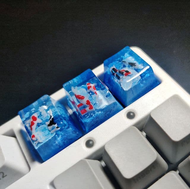 image-Scenery Koi Backspace Resin Keycaps For Cherry Mx Switch