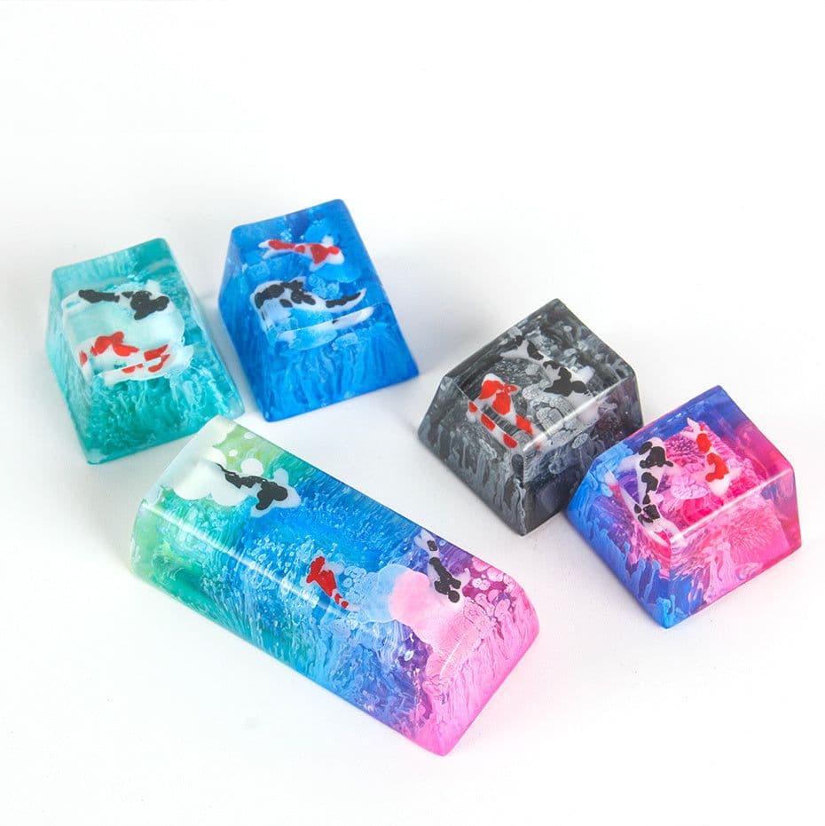 image-Scenery Koi Backspace Resin Keycaps For Cherry Mx Switch