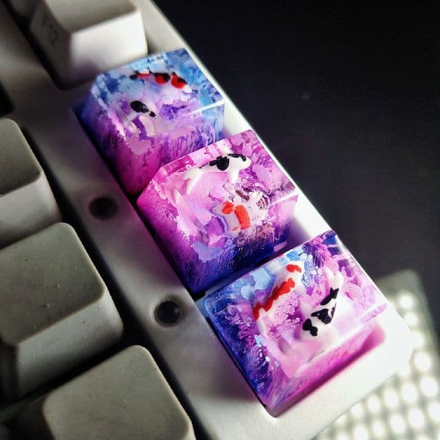 image-Scenery Koi Backspace Resin Keycaps For Cherry Mx Switch