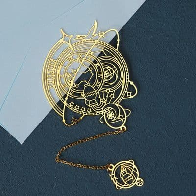 image-Twelve Constellations Series Metal Bookmark Brass Hollowed Out