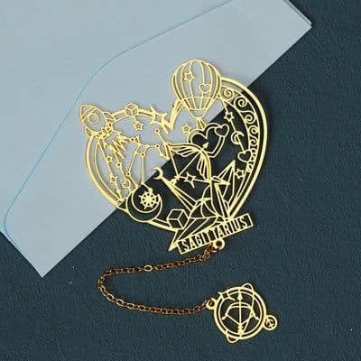 image-Twelve Constellations Series Metal Bookmark Brass Hollowed Out