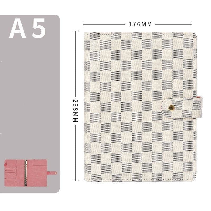 image-Loose-leaf Book High-grade Leather Cover Checkered Notebook Book