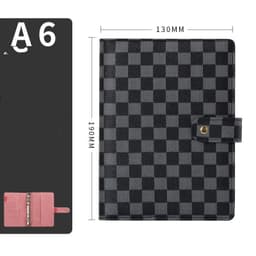 image-Loose-leaf Book High-grade Leather Cover Checkered Notebook Book
