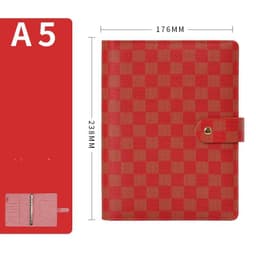 image-Loose-leaf Book High-grade Leather Cover Checkered Notebook Book