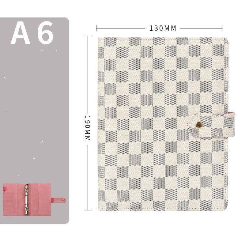 image-Loose-leaf Book High-grade Leather Cover Checkered Notebook Book