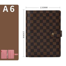 image-Loose-leaf Book High-grade Leather Cover Checkered Notebook Book