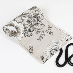 image-Black Peony Hefeng Printed Canvas Pencil Curtain High Capacity Pencil Roll Bag