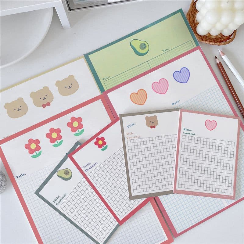 image-Patting Paper Cute Avocado Bear Sticky Note Book Tear