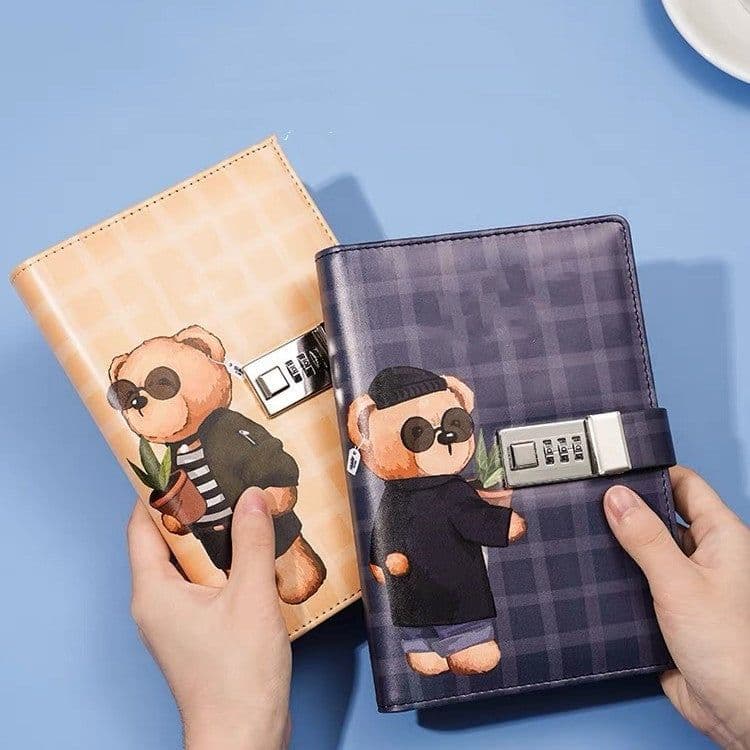 image-B6 Tide Card Password Book With Lock Senior Diary School Girls Creative Hand Ledger