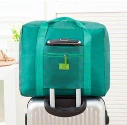 image-Large Capacity Foldable Travel Bag Nylon Waterproof Gym Duffel Bag Folding Traveling Clothes Storage Organizer