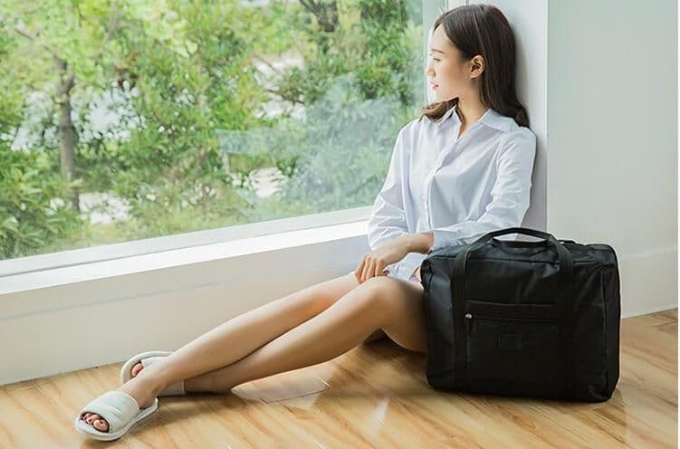 image-Large Capacity Foldable Travel Bag Nylon Waterproof Gym Duffel Bag Folding Traveling Clothes Storage Organizer