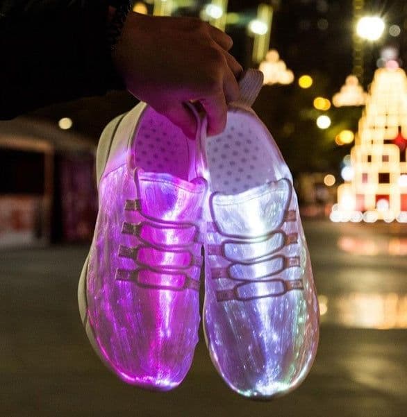image-Fiber Optic LED Shoes USB Recharge Glowing Sneakers Man Llight Up Shoes