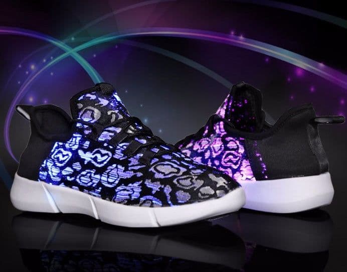 image-Fiber Optic LED Shoes USB Recharge Glowing Sneakers Man Llight Up Shoes
